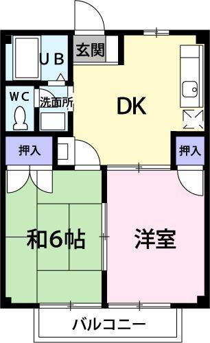 ファミーユ6(2DK/1階)の間取り写真