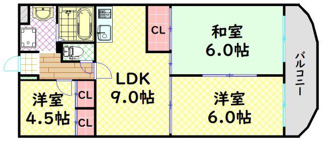 アミール西野(3LDK/2階)の間取り写真