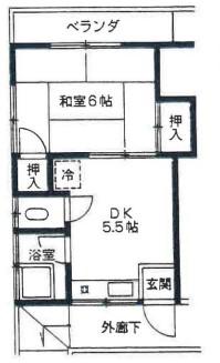 ハイツ神明台(1DK/1階)の間取り写真