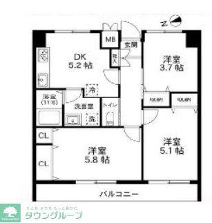ウィスタリヤマンション第3砂川(3DK/1階)の間取り写真