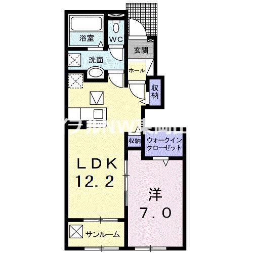 シンフォニーIII(1LDK/1階)の間取り写真