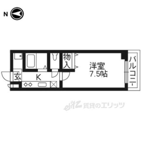 PRESTIGE紫野(1K/1階)の間取り写真