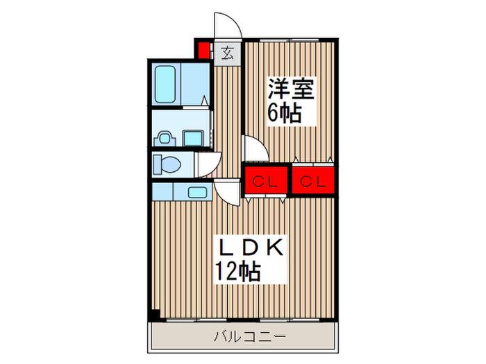 コーラルハイム(1LDK/2階)の間取り写真