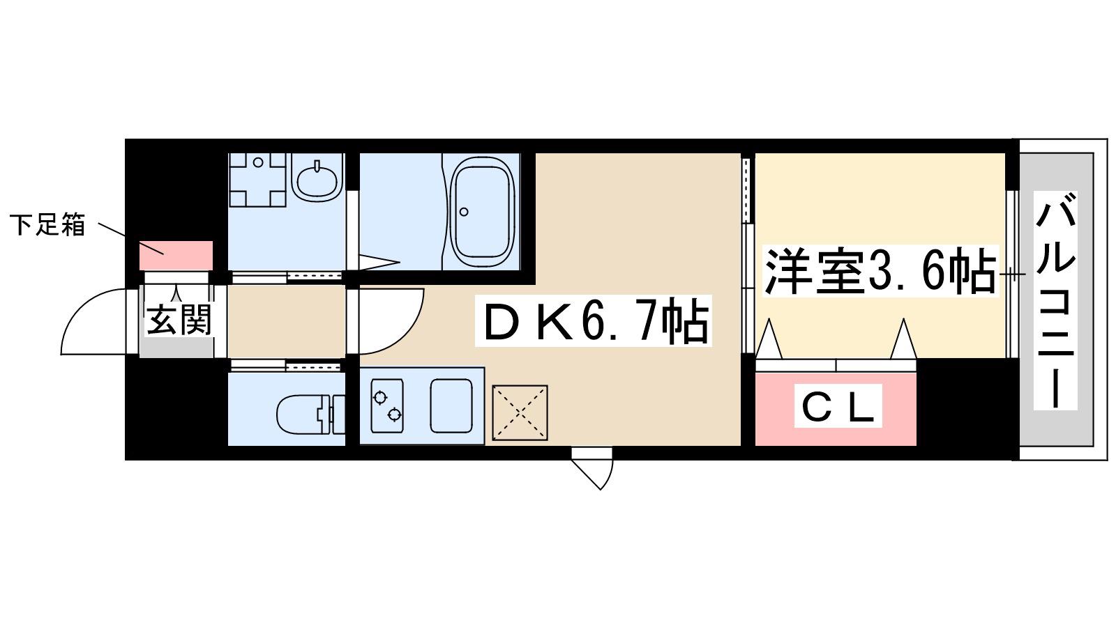 ケイズスクエア江坂(1DK/8階)の間取り写真