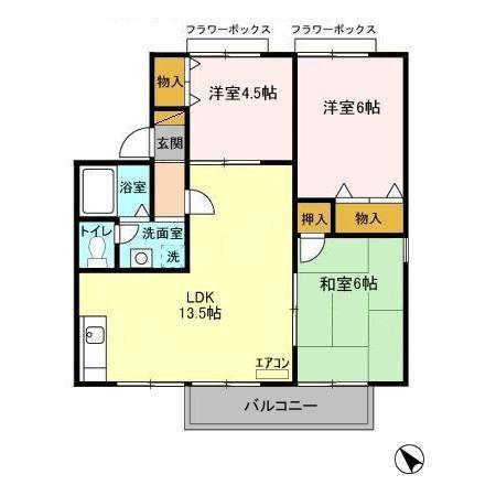 メゾンルシェリ(3LDK/2階)の間取り写真