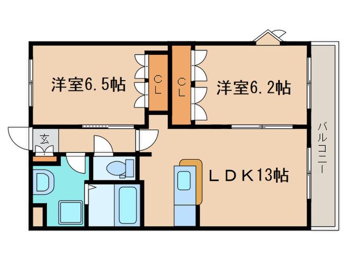 メゾン・アイリス(2LDK/2階)の間取り写真