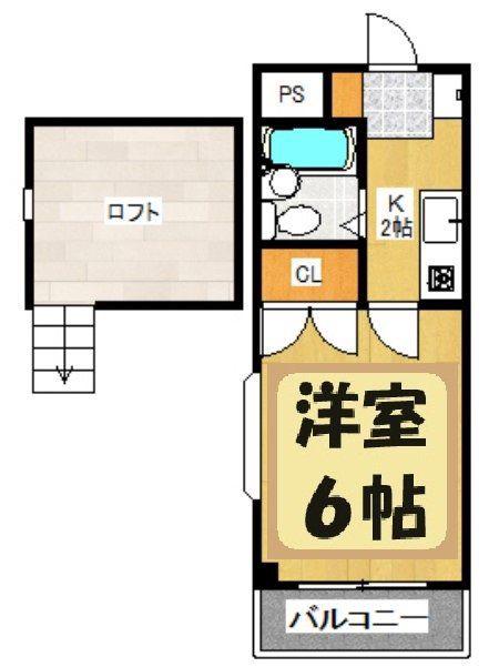 エルムコーポせんげん台(1K/2階)の間取り写真