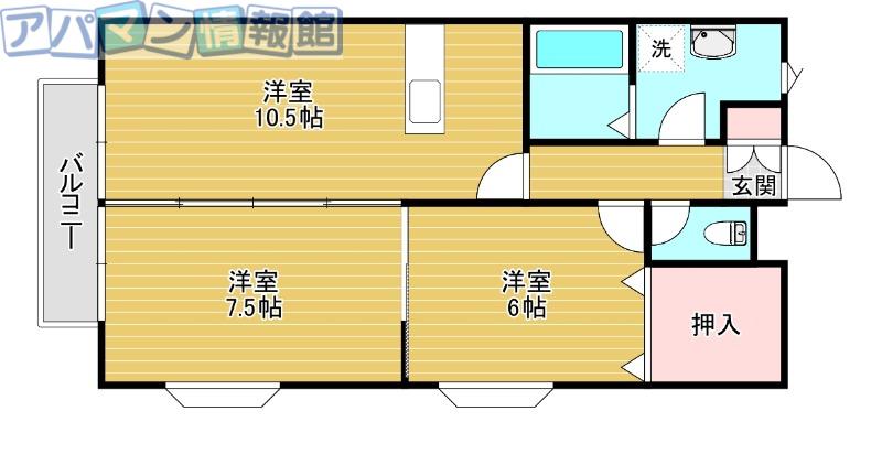 ペットハート(2LDK/2階)の間取り写真