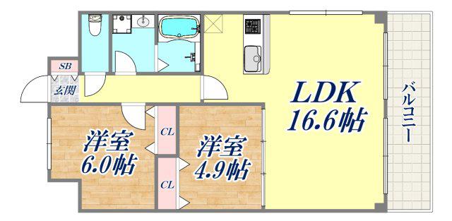 ラパン すみよし(2LDK/4階)の間取り写真