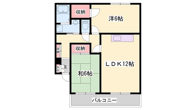 エスポワールたつのB(2LDK/2階)の間取り写真