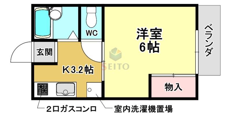 ラフィーネ曽根III(1K/2階)の間取り写真