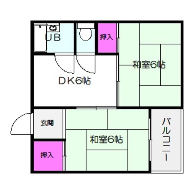 メゾンロータリ-(2DK/2階)の間取り写真