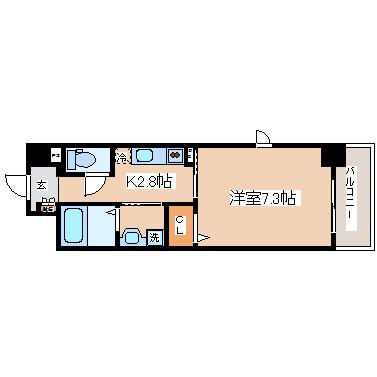 TSCUBEZERO(1K/7階)の間取り写真