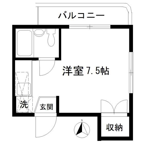 レジデンスたちばな(ワンルーム/2階)の間取り写真
