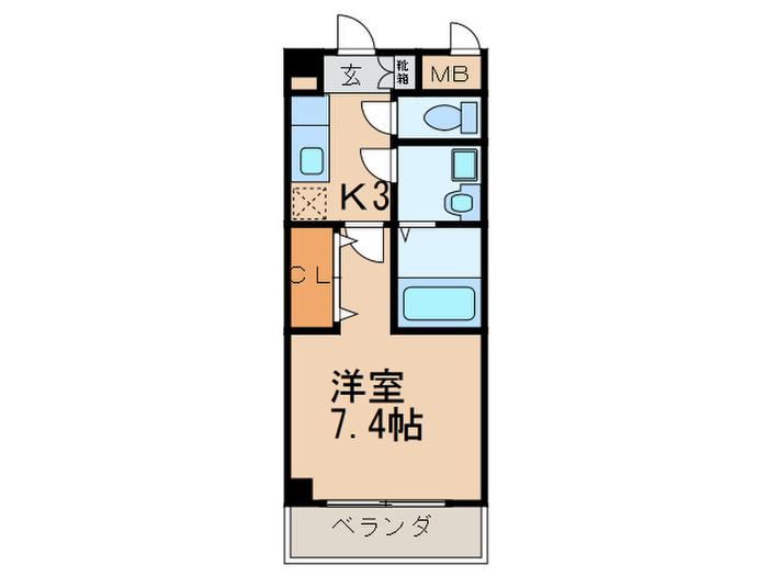 アムールメゾン(1K/4階)の間取り写真