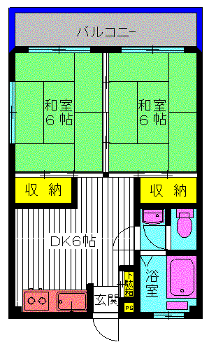 ロイヤルハイツ(2DK/2階)の間取り写真