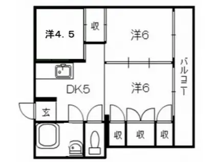 西武ビル(3DK/3階)の間取り写真