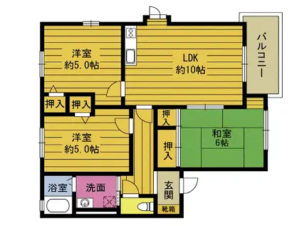 メゾン中島A(3LDK/2階)の間取り写真