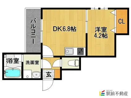 シェリム試験場前I(1DK/3階)の間取り写真