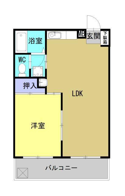 アスカビル(1LDK/4階)の間取り写真