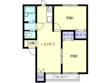 フラワーハイツ優(2LDK/2階)の間取り写真