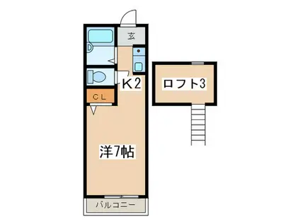 パークアベニュー世田谷(1K/2階)の間取り写真