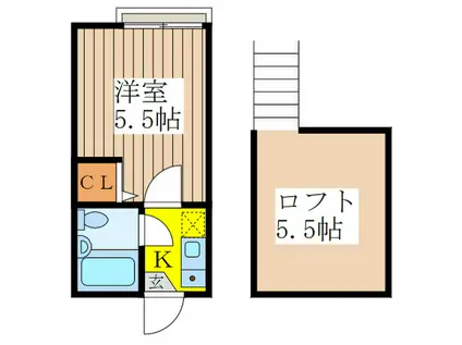 セシール武蔵野(1K/3階)の間取り写真
