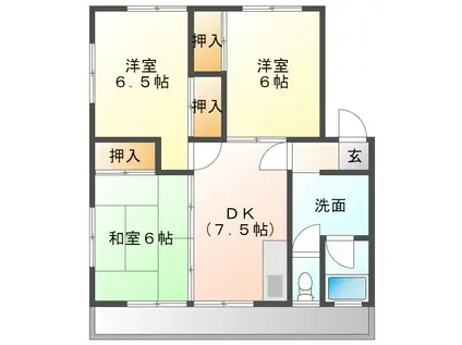 第4マルホビル(3DK/1階)の間取り写真
