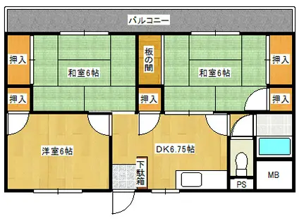 小島古江ビル(3DK/3階)の間取り写真