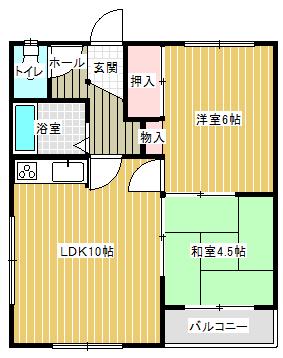 コーポかのう(2LDK/2階)の間取り写真