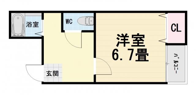 ブルーオーシャン浜寺(1DK/2階)の間取り写真