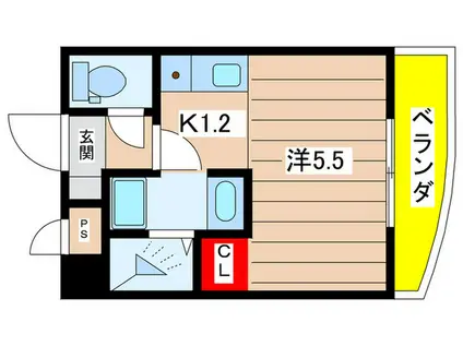 エスパース大井(1K/6階)の間取り写真