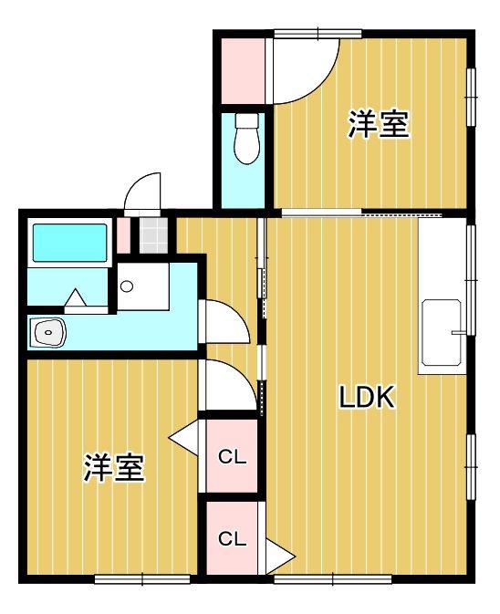 グリーンハイツ青沼(2LDK/2階)の間取り写真