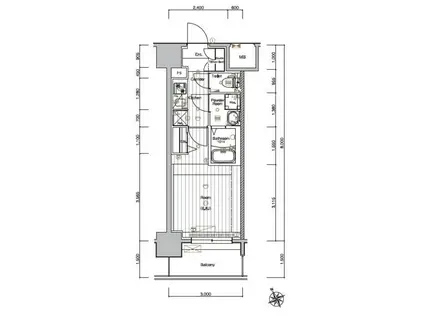 メイクス熱田大宝(1K/7階)の間取り写真