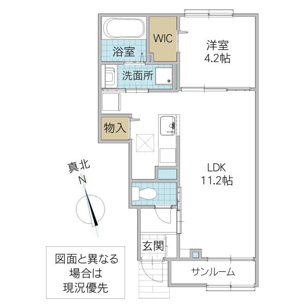 シャトー・バロンV(1LDK/1階)の間取り写真