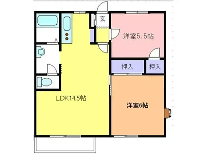 ルミエートA(2LDK/2階)の間取り写真