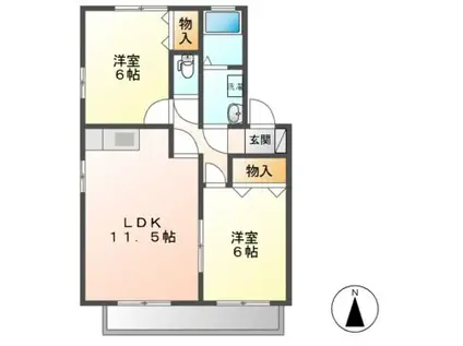 ヴィレッジAWIN(2LDK/2階)の間取り写真