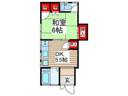 勝呂荘(1DK/1階)の間取り写真