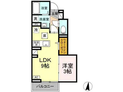 D-ROOM若宮(1LDK/1階)の間取り写真