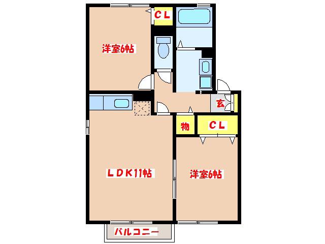 セリシア(2LDK/1階)の間取り写真
