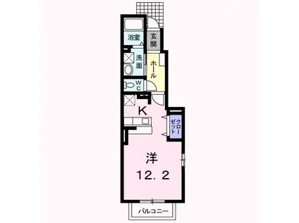 エスポアールC(ワンルーム/1階)の間取り写真