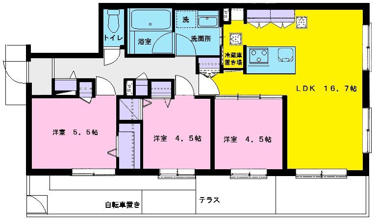 トミーコート湘南(3LDK/1階)の間取り写真