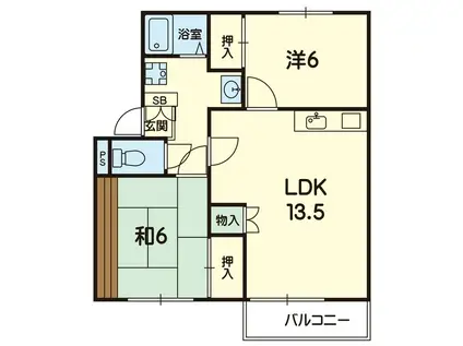 エステートピア96(2LDK/2階)の間取り写真