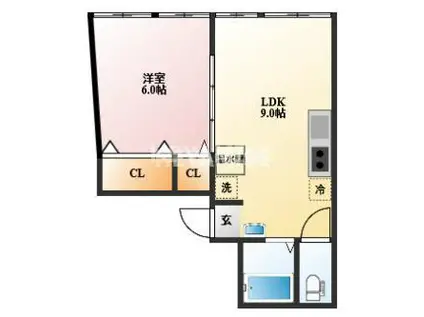 長久ビル(1LDK/4階)の間取り写真