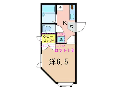 ウィングス(1K/2階)の間取り写真