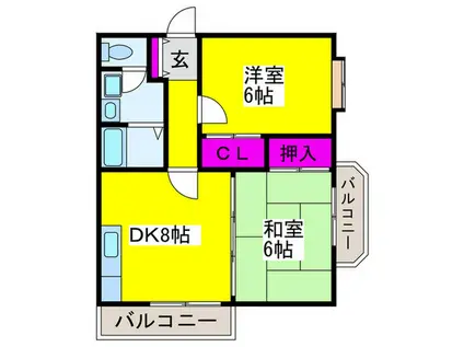 メゾンベルレーヌ(2DK/4階)の間取り写真