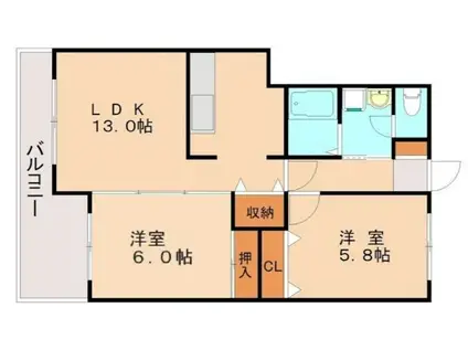 LIVE筑紫野(2LDK/2階)の間取り写真