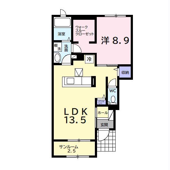 アルヴィータA(1LDK/1階)の間取り写真