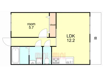 コスモハイツ六甲(1LDK/1階)の間取り写真