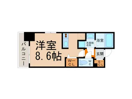 エイペックス名古屋鶴舞公園前(1K/6階)の間取り写真